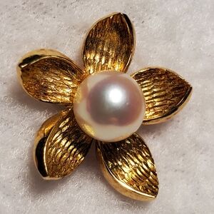 14K YG Flower Earrings w/ 6mm Pink Akoya Japanese Cultured Pearls